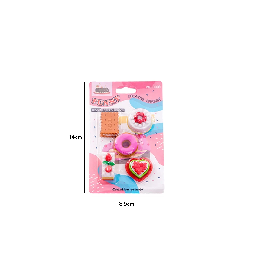 Cute Cookie Donut Eraser Set Pencil Erasers for Office School Kids Prize Writing Drawing Student Gi
