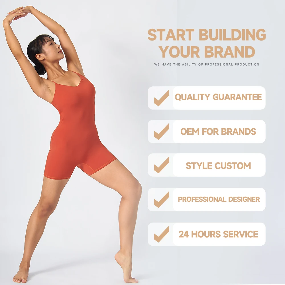 Luckpanther New Arrival Ladies Sport Outfit Adjustable Spaghetti Straps Backless Onesie One-piece Playsuit Running Yoga Shorts