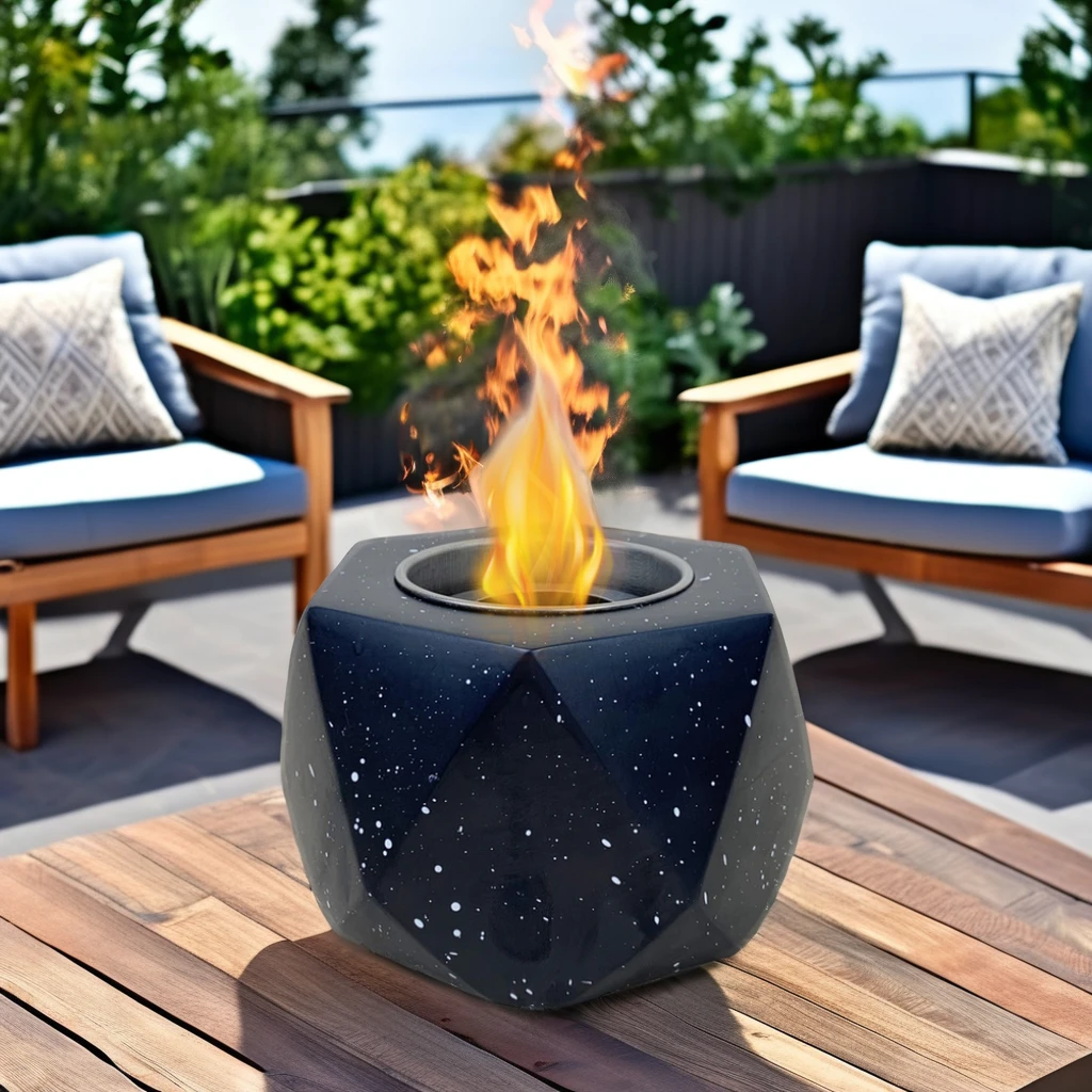 Factory Direct Price White Black Concrete Cement Small Portable Mini Indoor Fireplace Tabletop Fire Pit