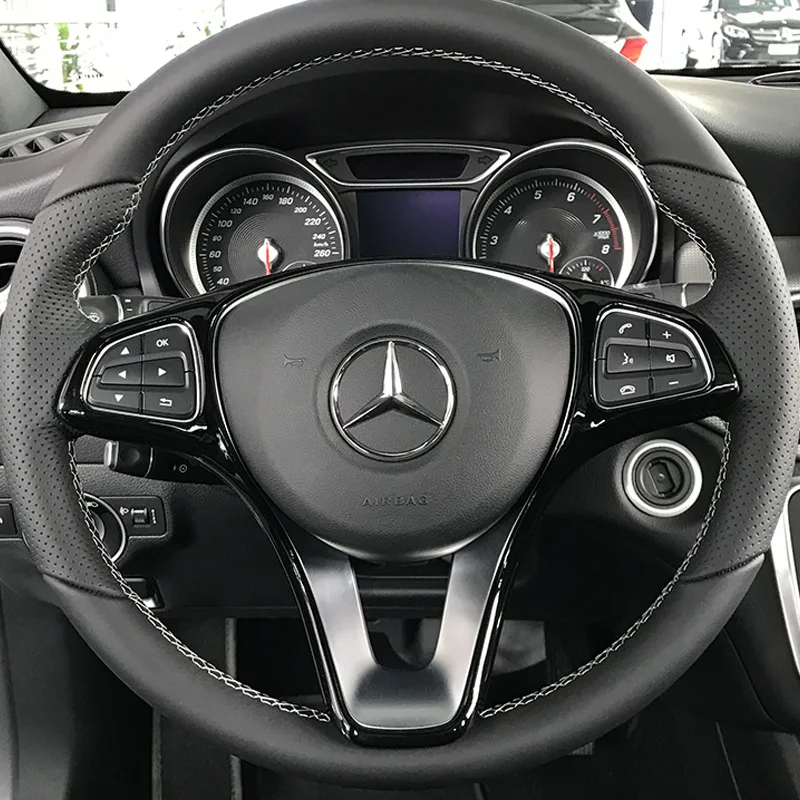 Carbon fiber ABS car steering wheel cover sticker for Mercedes Benz A B C E GLA GLC CLA GLE GLS Class W205 X253 W213