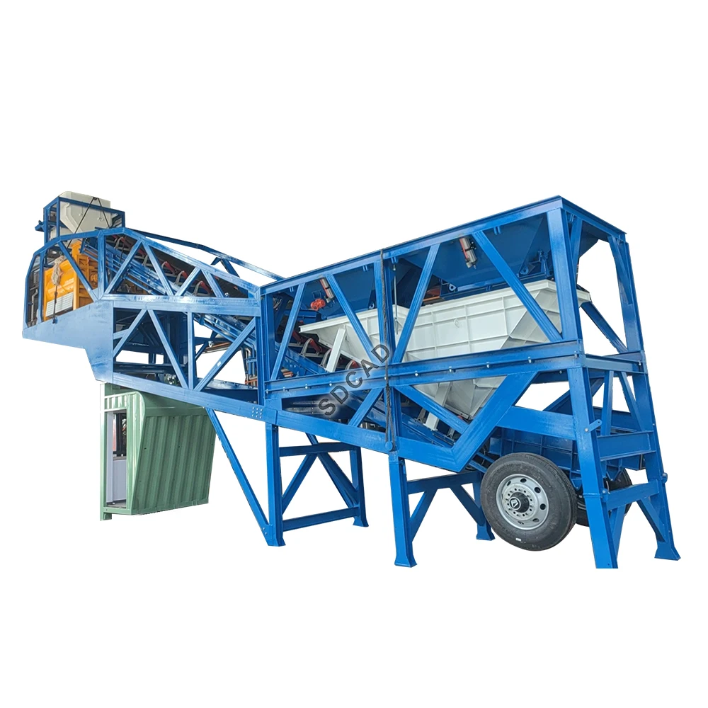 SDCAD brand Professional Construction Machinery 25-240m3/h small mobile ready-mixed concrete mixing plant