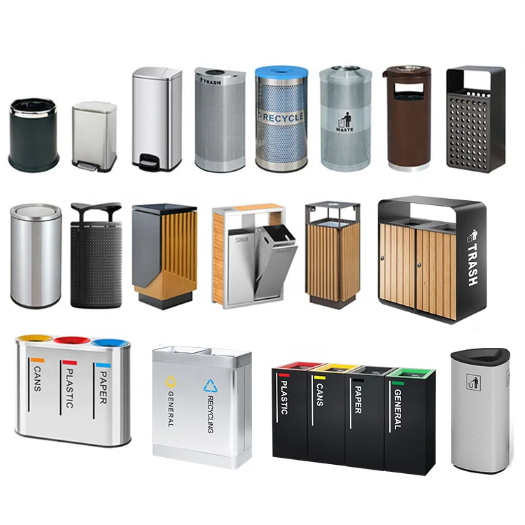 20-200L Recycling rubbish poubelle basurero sanitation dustbin stainless steel outdoor garbage trash can indoor trash waste bins
