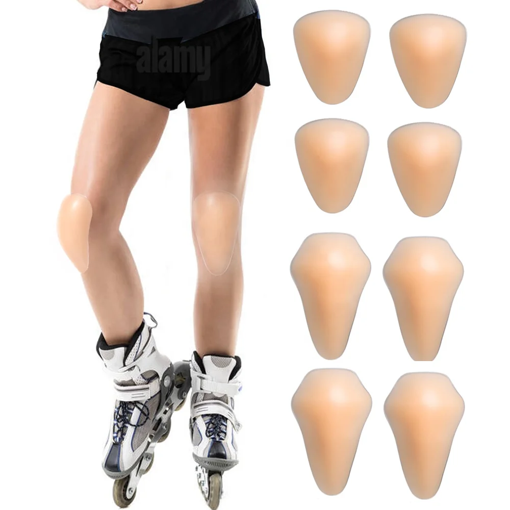 Skating Knee Pads Adhesive Knee Pad Silicone Caps Skating Brace Ice Skating Knee Cushion for for Skiing Skating, Snowboarding