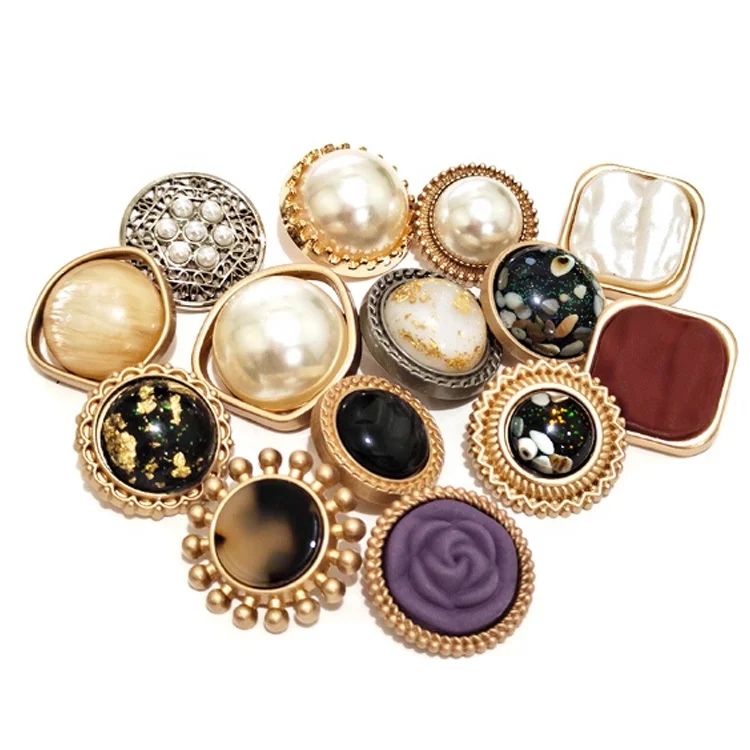 ZM263 Fashion Ladies Pearl Buttion Alloy Gold Buttons