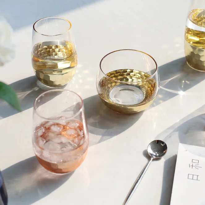 
Nordic simple grinding engraved gold glass daily milk breakfast cup glass cup 