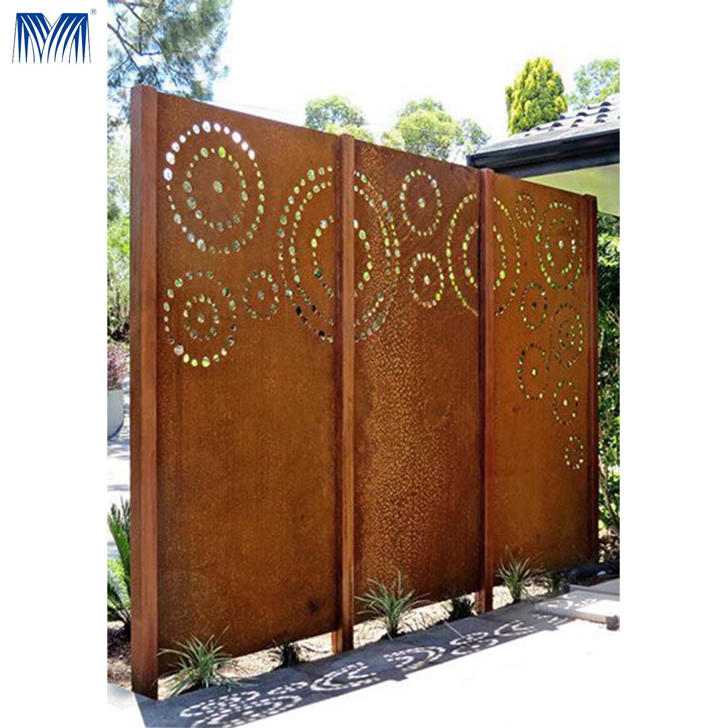 Laser cut metal  outdoor privacy screen garden composite fencing board back yard  3d  panel christmas tree fence