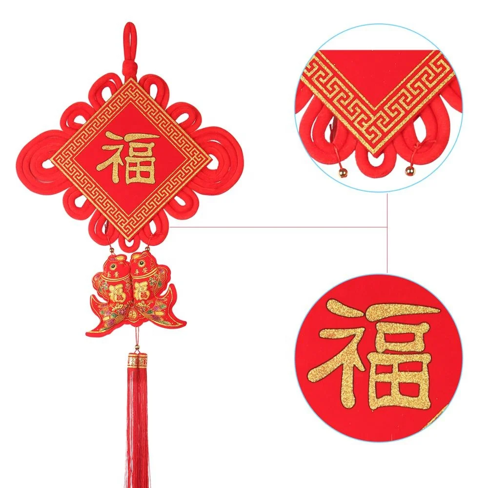 Chinese New Year Ornaments Souvenirs Handmade Double Braided thread traditional Hanging Chinese Knot Tassel Ornaments