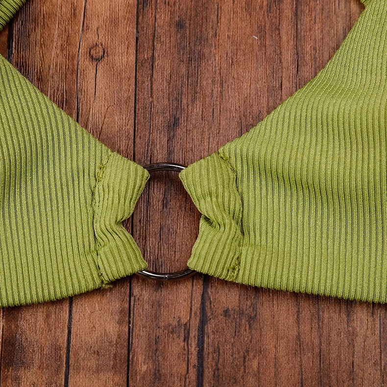 Factory Direct Supply Swimwear Bikinis Women Sexy Triangle Swimming Suit Solid Color Split 2 Piece Swimsuits for Women