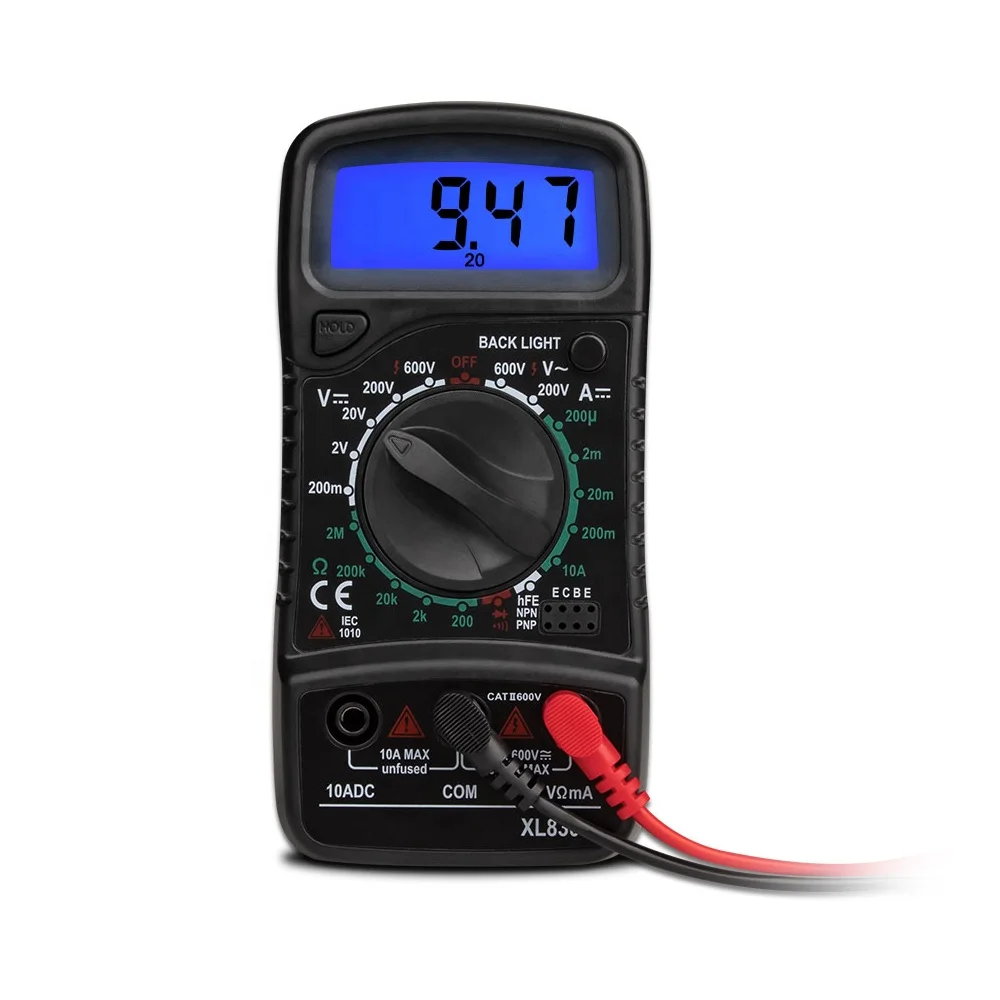 Портативный ЖК-дисплей цифровой измеритель переменного тока/DC Напряжение Ток Тестер сопротивления Синий Подсветка