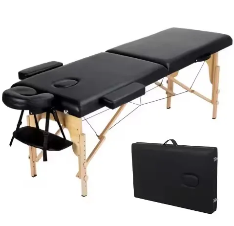 Good quality beauty salon massage table height Adjustable Wooden 2 or 3-section Foldable Massage table with Bag