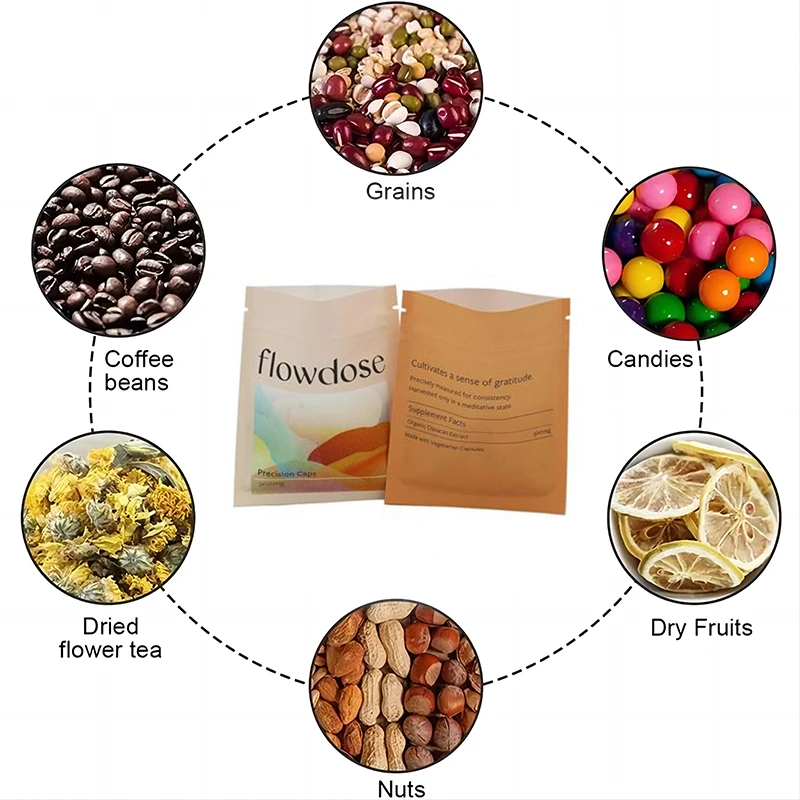 Low MOQ 3 side seal bag Kraft Paper Custom Biodegradable Empty Tea Sachet Three Side Heat Seal Tea Coffee Packaging Bag