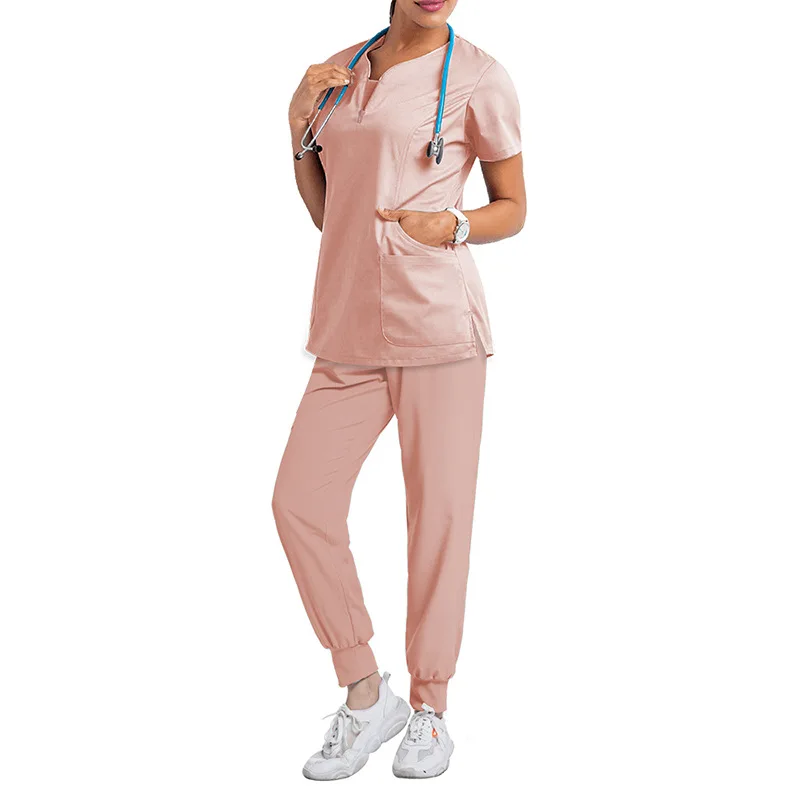 Custom logo elastic women hospital uniforms scrubs sets men women medical lab coats nurse scrubs sets top pants