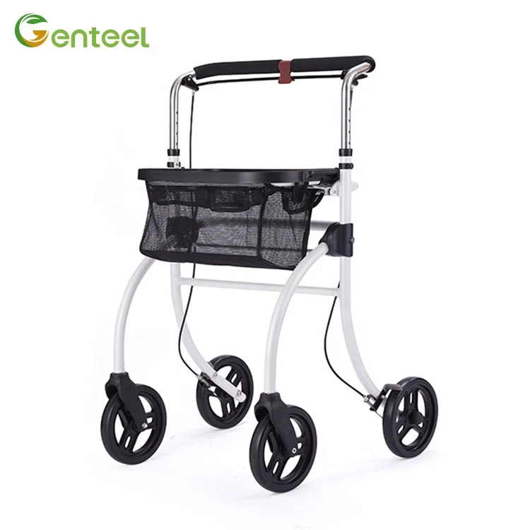 Height Adjustable Folding Walker Rollator Portable Elderly Aluminum Indoor Rollator For Old Man