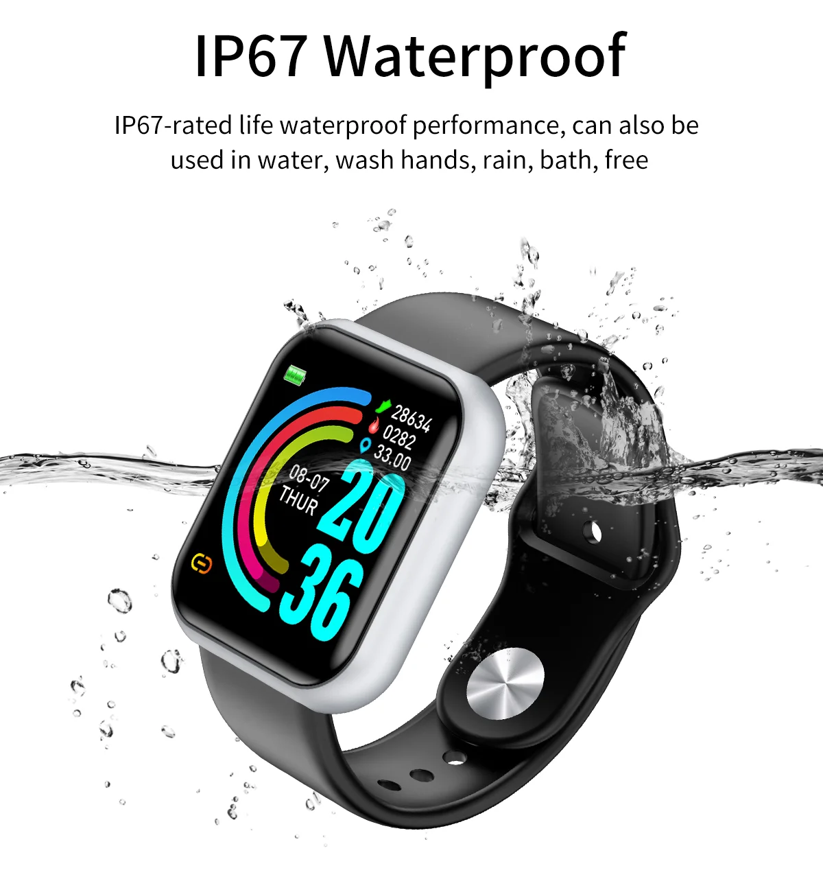 Heart Rate Blood Pressure D20 Sports Bracelet Smartwatch Y68/D20 Touch Screen Sports Health Watch User Manual