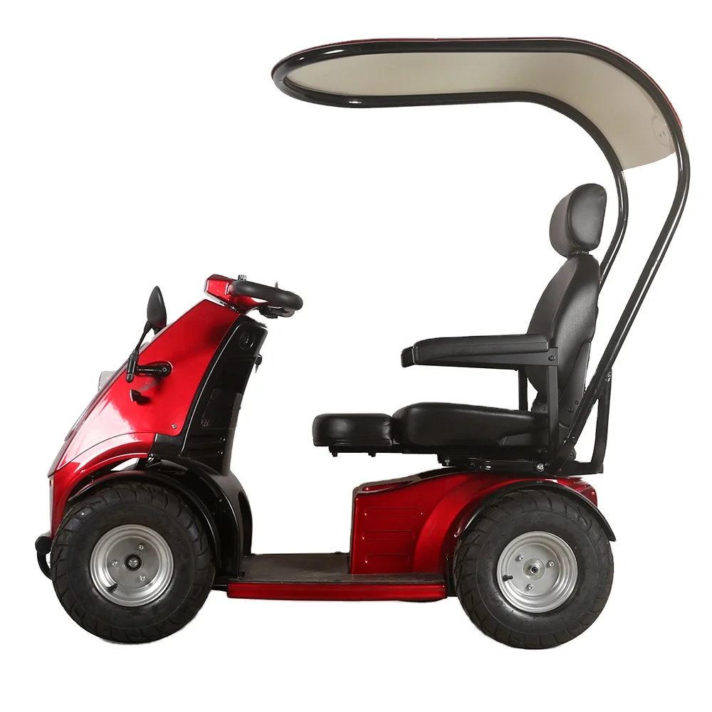 Wisking 16 inch large wheel outdoor golf scooter with Sunny roof and golf rack heavy duty mobility scooter range up to 70km