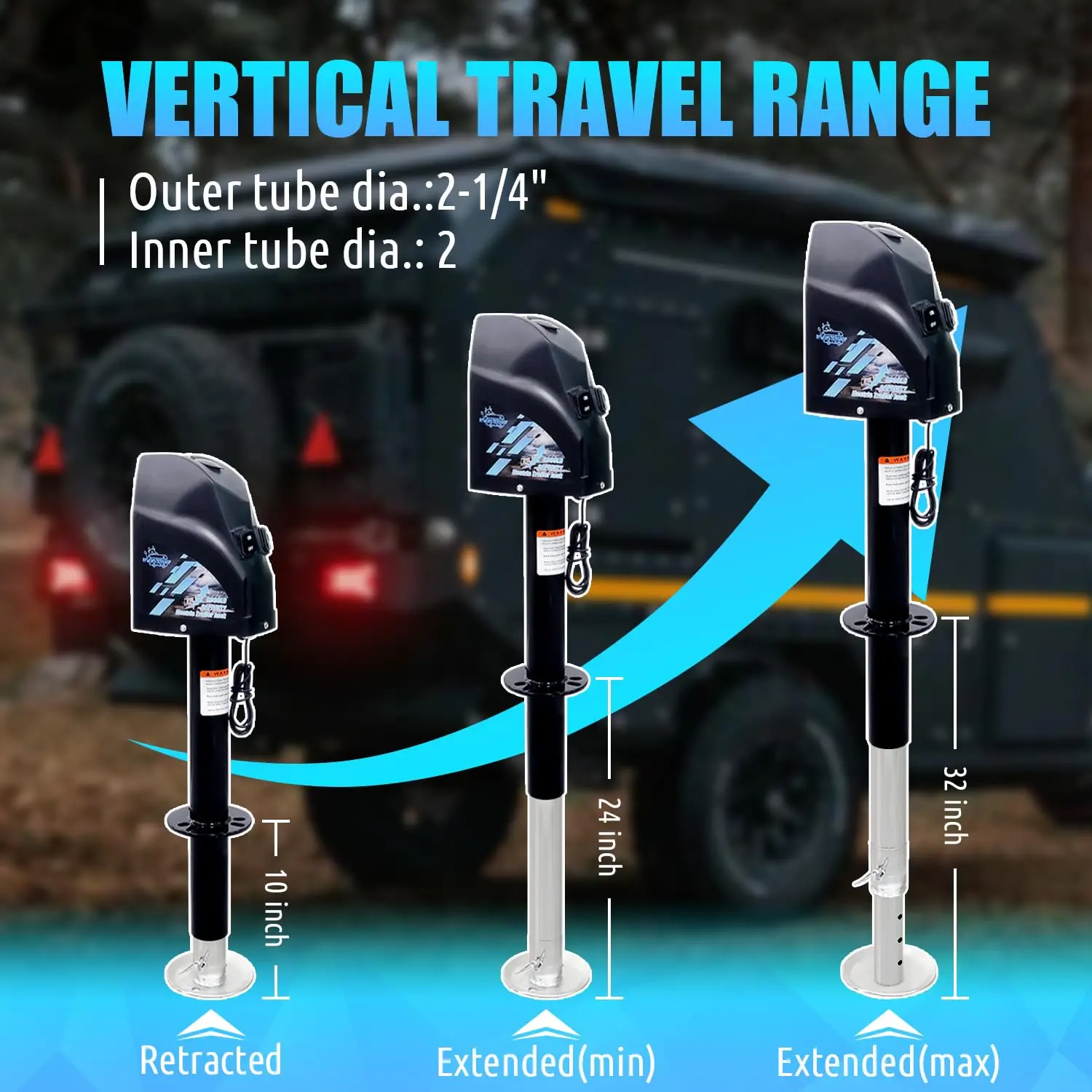 12V 4000LBS Electric Power Hydraulic Trailer Jack 12 Volt Car Jacks for Trailer Boat Vehicle Storage Tongue Jack Easy Lifting