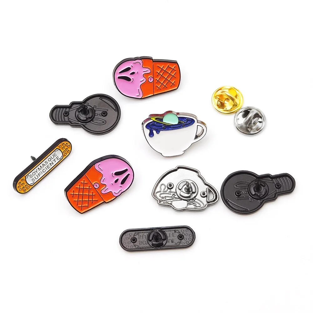 Factory wholesale zinc alloy custom logo brooches metal pin badge with butterfly clasp