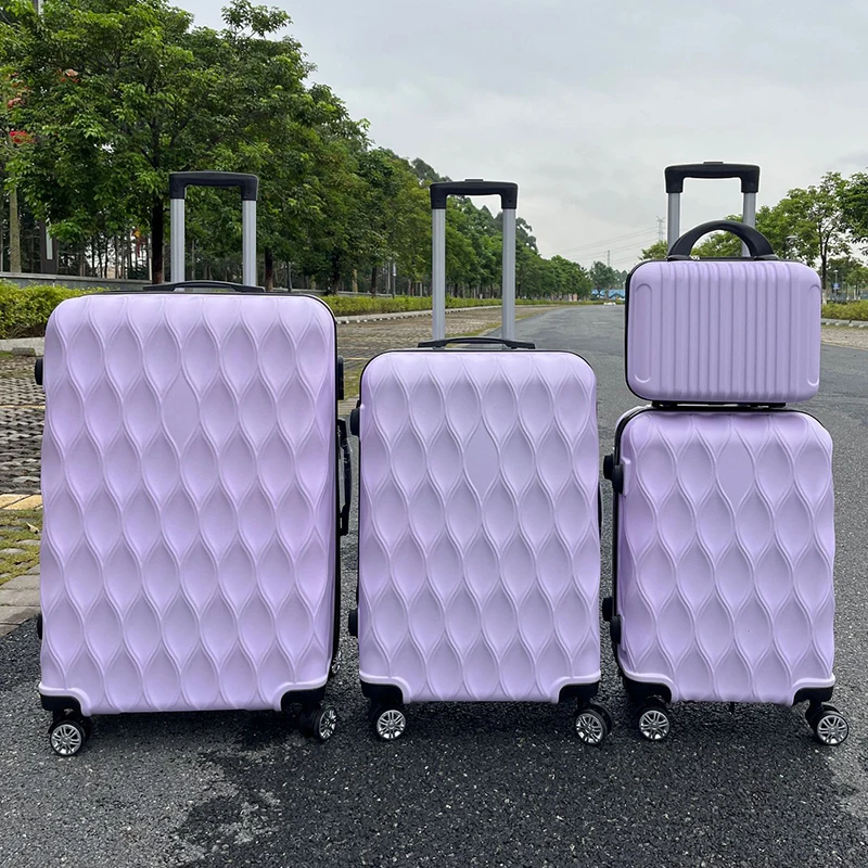 Wholesale 14 20 24 28 inch custom 4 piece ABS travel bag set trolley luggage travelling suitcase suit with lock