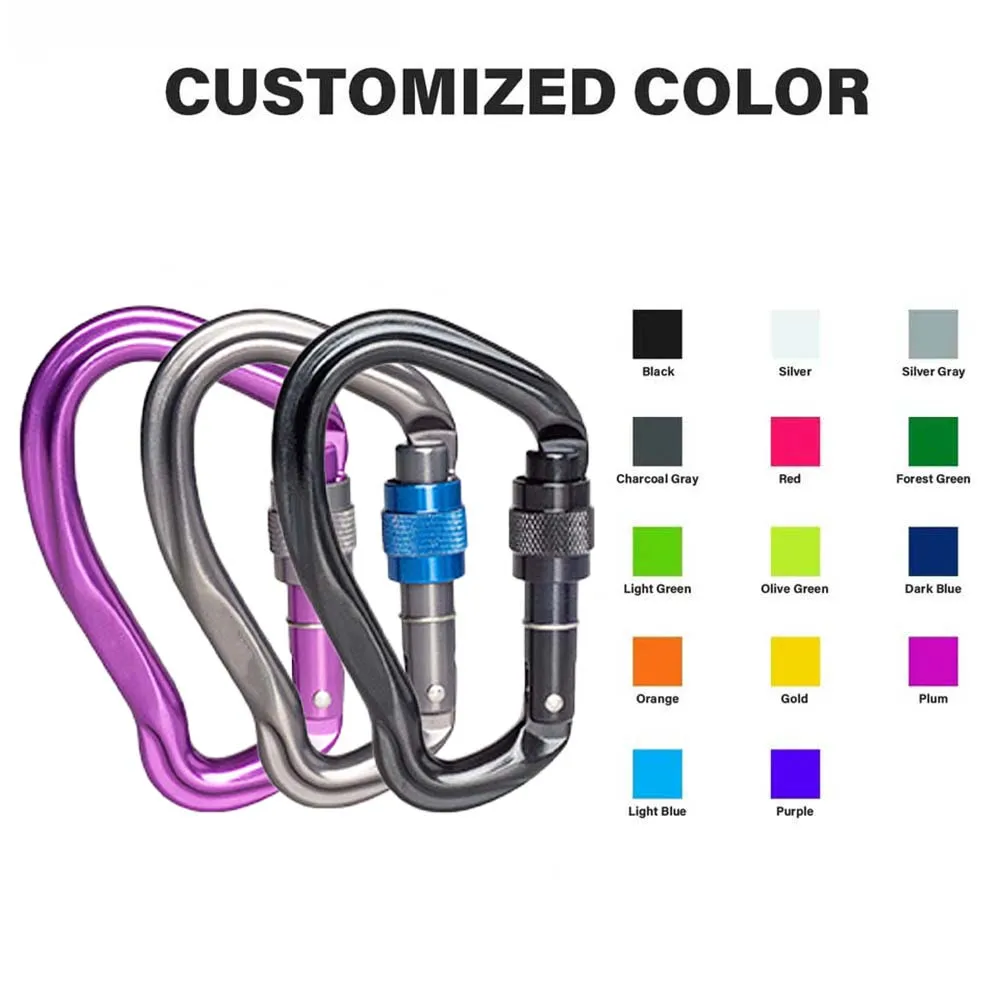 Pear Shape Asymmetrical 23KN 7075 Aluminium Alloy Master Safety Carabiner Snap Hook for Mountaineering