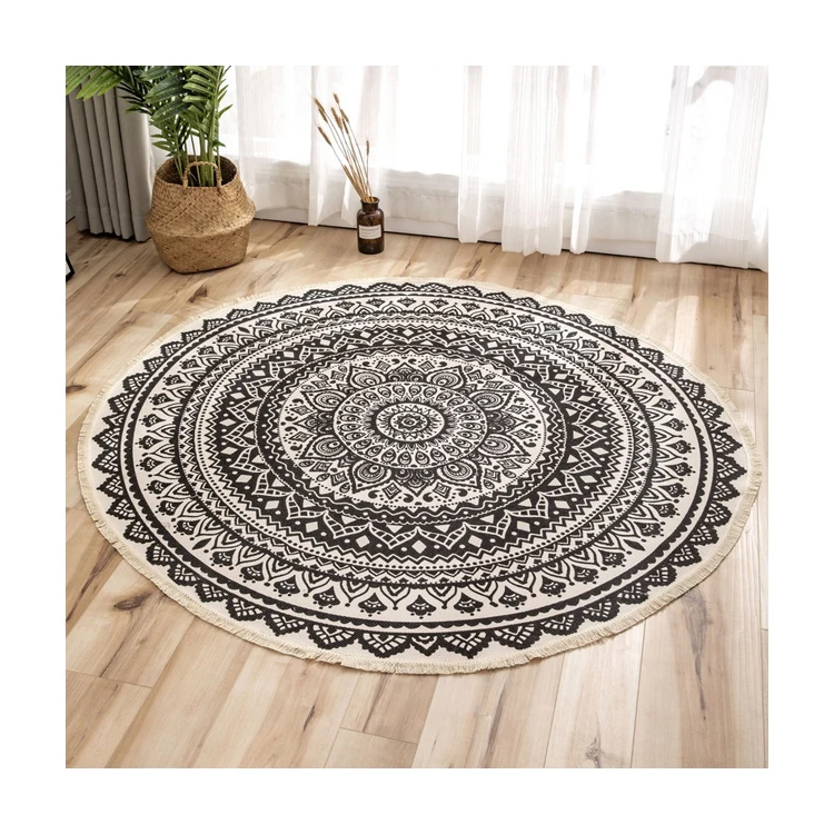 Ковер круглой формы с цветочным принтом, Детский ковер для игр на заказ, портативный ковер для пикника в богемном стиле