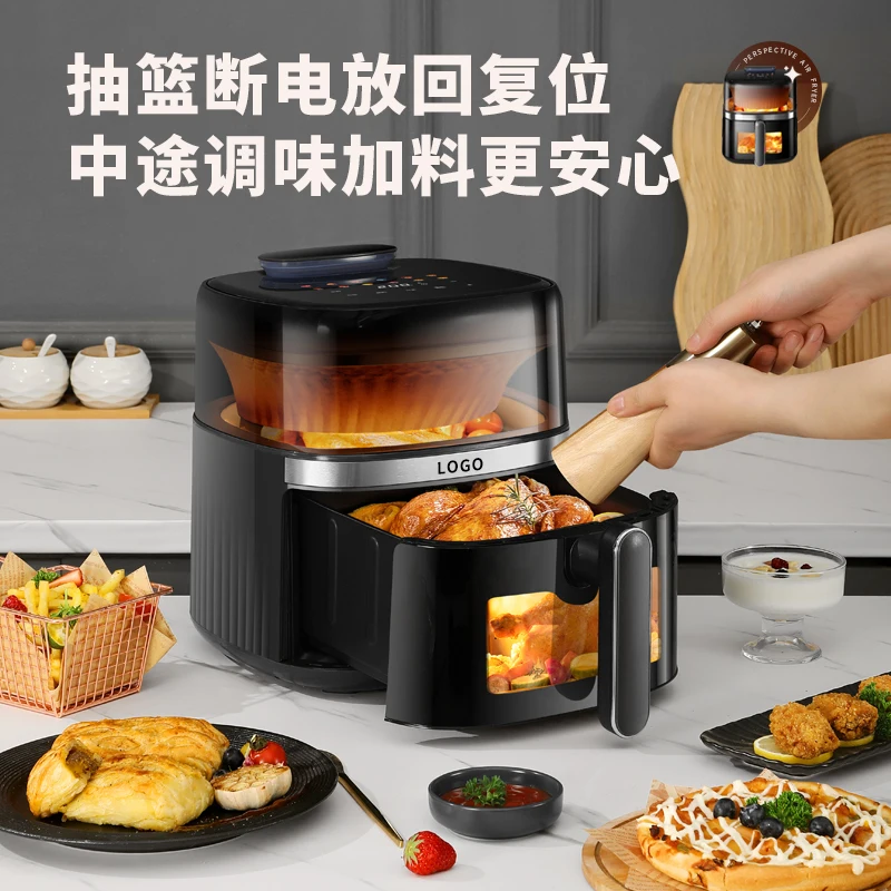 factory wholesale 8L smart air fryers large open visible window automatic manual water tank switching function digital air fryer