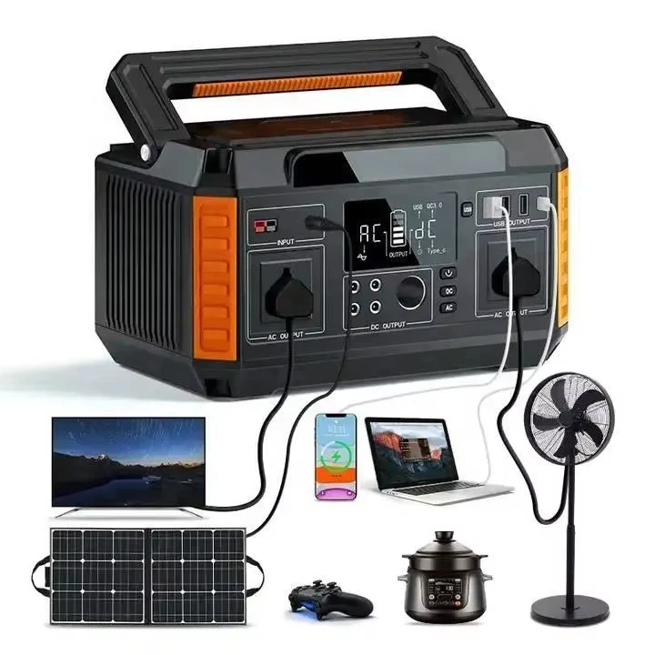 600W 520Wh Lithium Battery Solar Generator with Cigarette Lighter Port and Wireless Charging for Smartphones and Road Trips