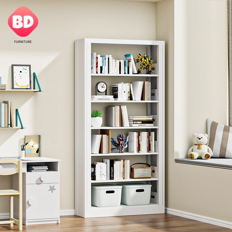 Metal Cheap Bookshelf for Children Classroom Student, Black double sided New Design Metal Bookshelf For School Library