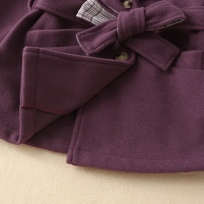 6386 Fall Winter Korean Baby Girl Cardigan Jackets Double-breasted Coat + Hat 2pcs Lapel Kids Plaid Outerwear Wool Warm Overcoat