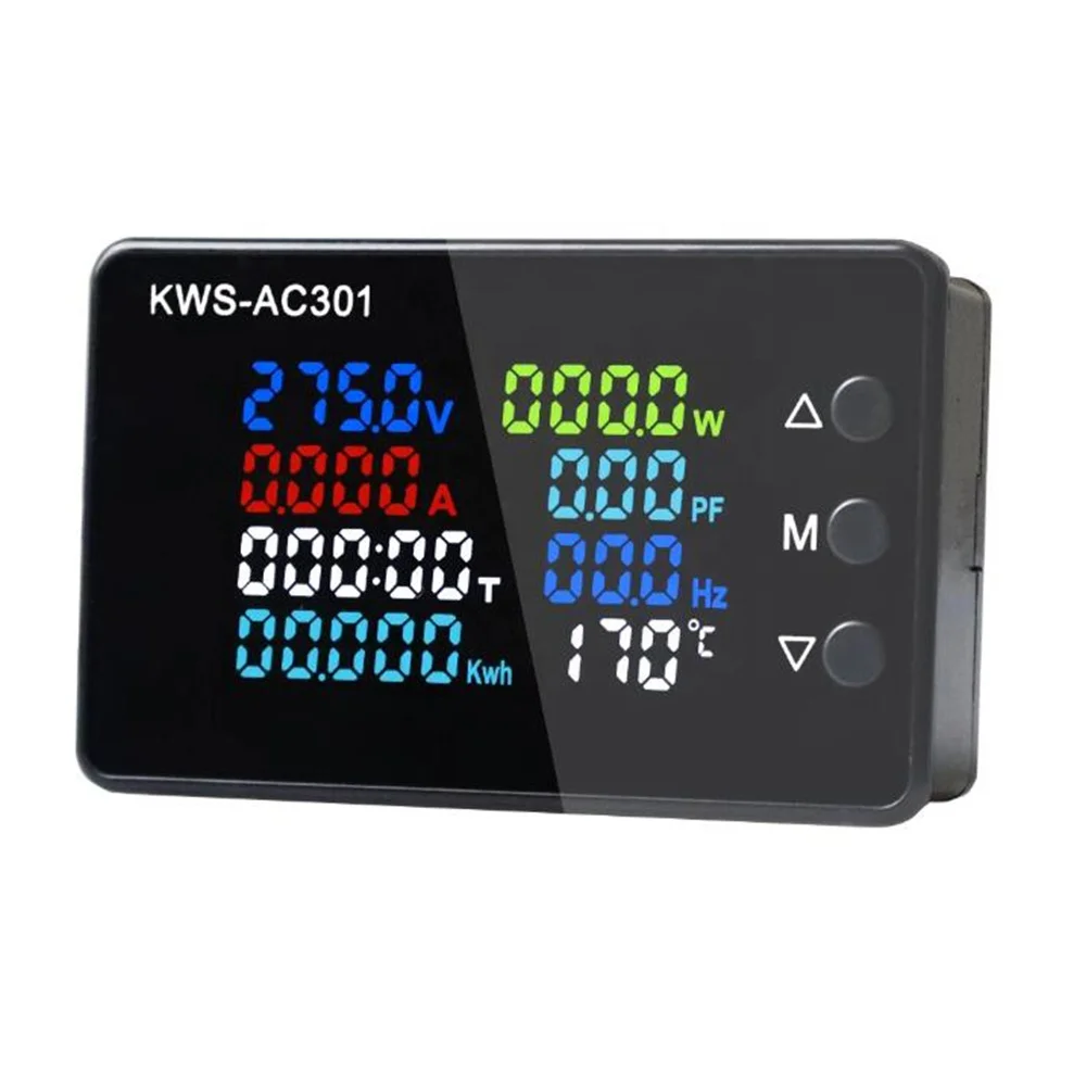 Digital Display KWS-AC301 Voltmeter Ammeter AC 50-300V Power Energy Meter 8 in1 LED Digital AC Wattmeter Electricity Meter
