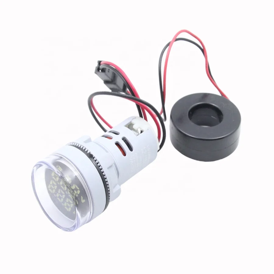 22mm white mini round panel digital display indicator voltmeter ammeter V+A meter