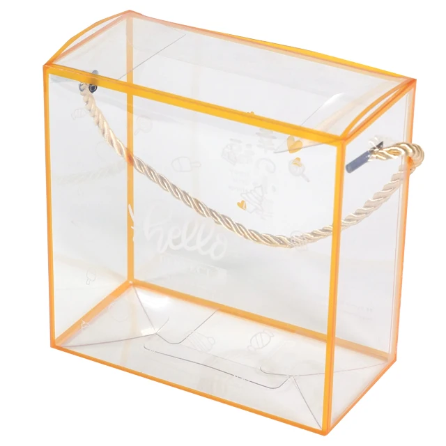 Wholesale factory price luxury customize style PET PP clear food gift plastic packaging box with rope