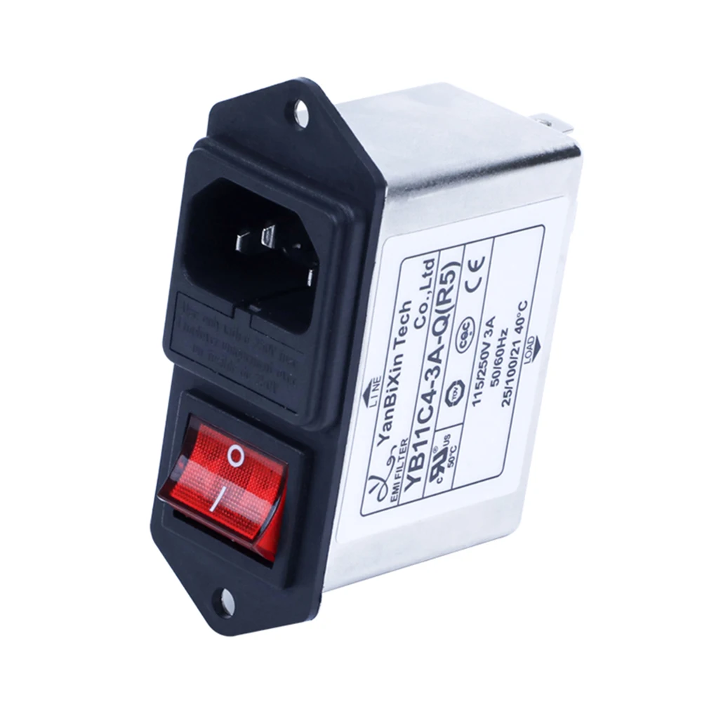 Фильтр IEC Plug In EMI три в одном розетке, красный переключатель для бытовой техники