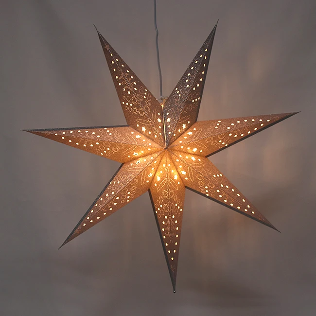 
SY Holiday Decoration Foldable Electric Grey Paper Star Lantern Hanging Light 