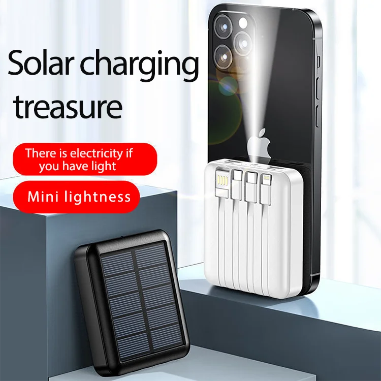 Mini large capacity mobile power supply 10,000 mAh mobile phone fast charging treasure comes with dual -line portable