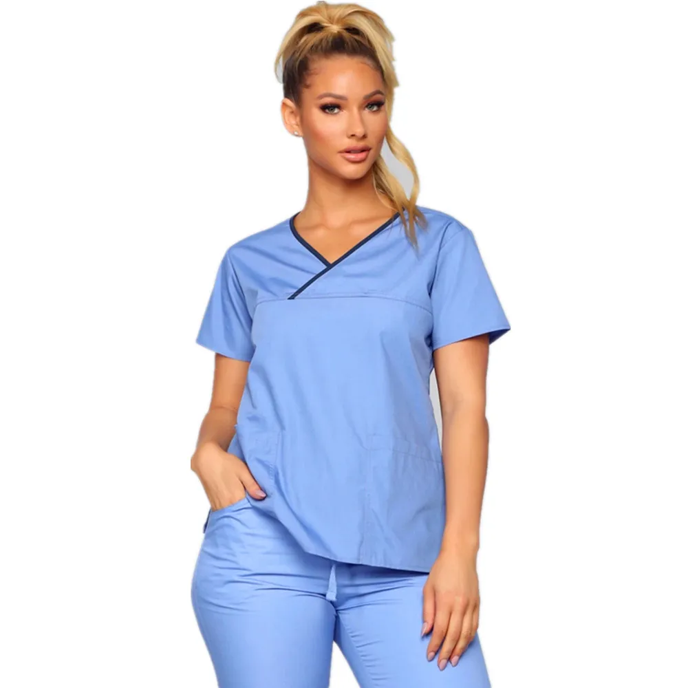 
Hot Sale Doctor Uniforms Medical Nursing Scrubs Uniform Clinic Scrub Sets Short Sleeve Tops+Pants Uniform 