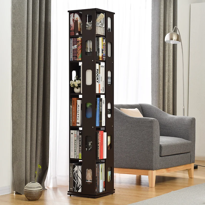 
6 tier furniture book shelf kids revolving bookcase for library living room 