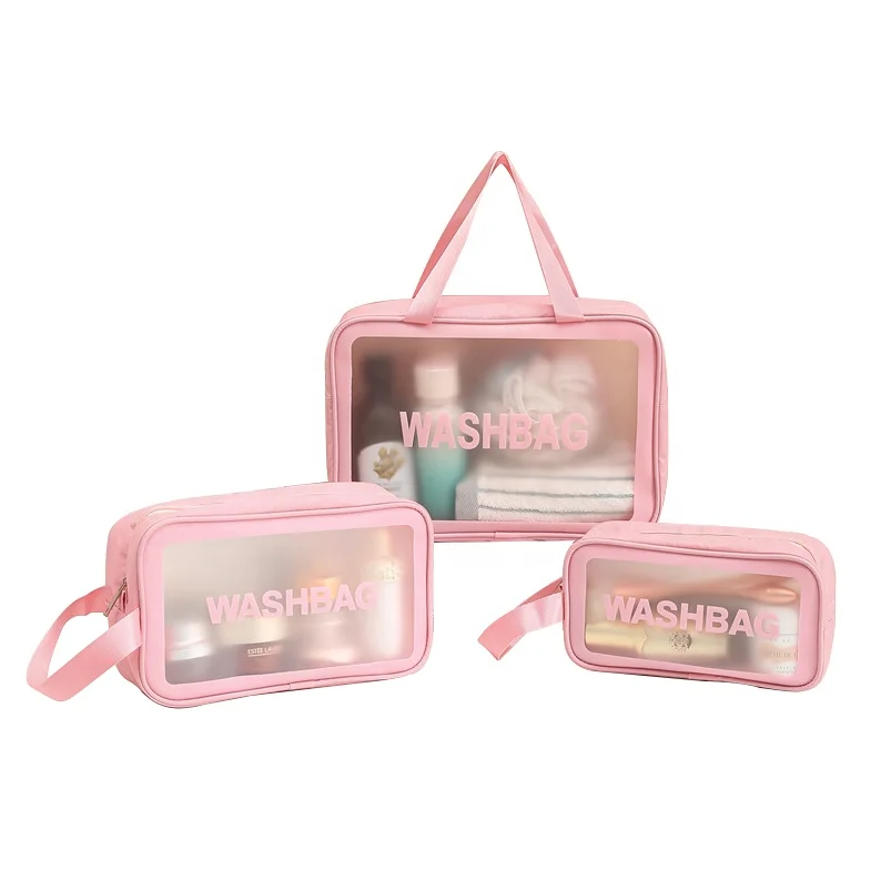 PVC Makeup bag three-piece large capacity convenient travel transparent waterproof toiletry bag