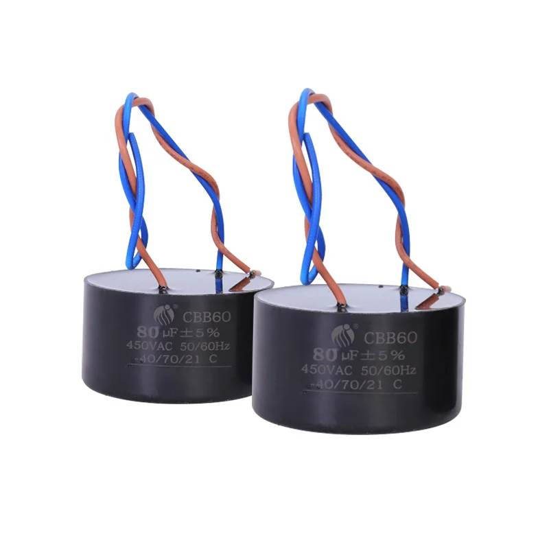 CBB60 Capacitor 450V 80UF Well Capacitor Submersible Pump Immersed Round Cake Type Capacitor Waterproof and Oil Proof