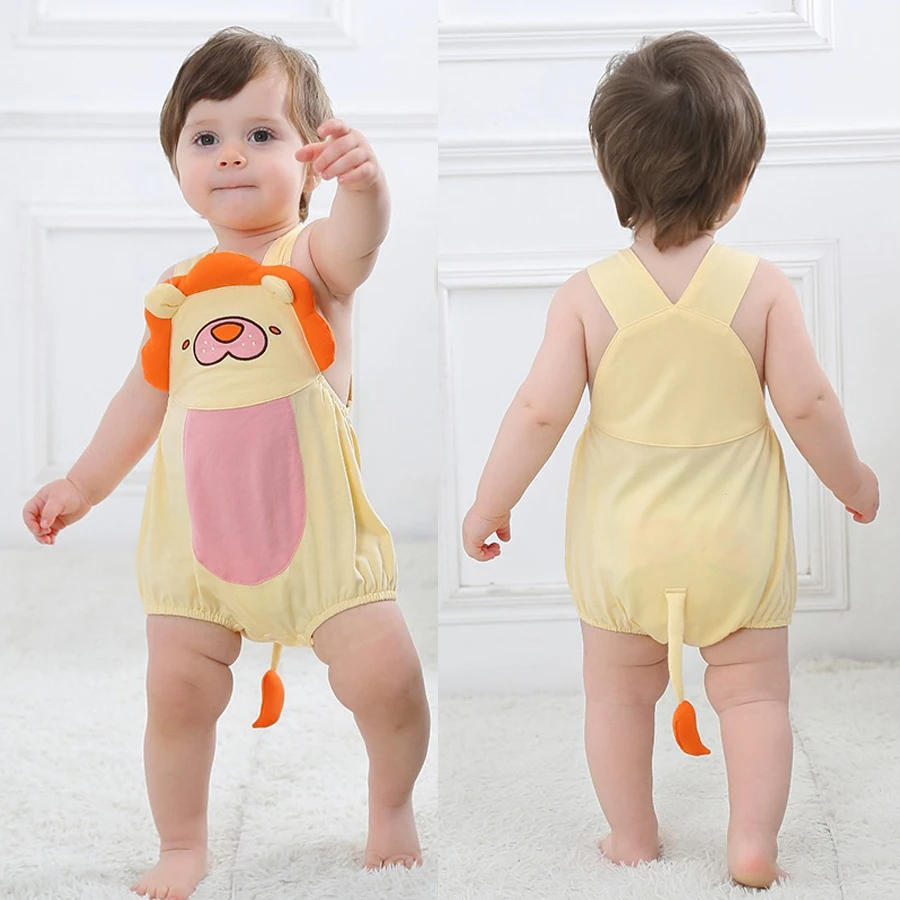 Hot Sale Baby Sleeveless Romper Cotton Fabric Adorable Baby Bodysuit Baby Animal Onesie