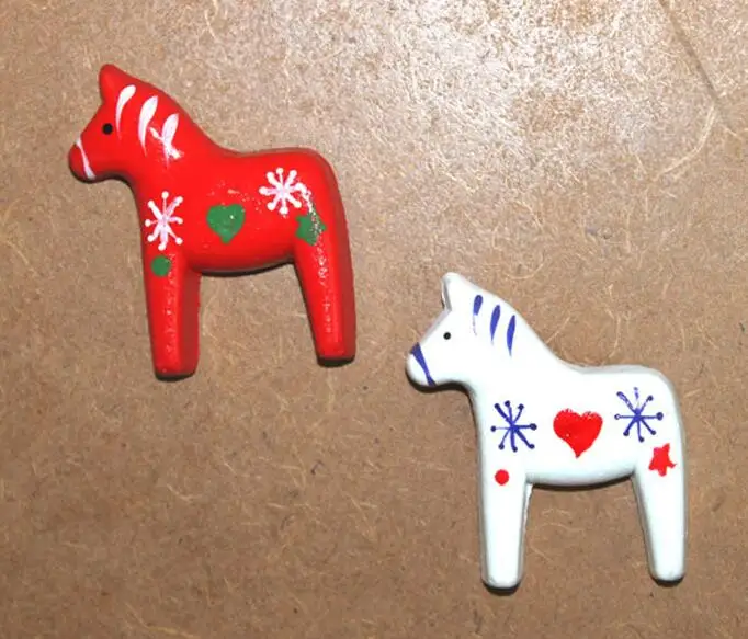 European and American handpainted wooden dala horse refrigerator stickers  magnetic stickers decorative dala horse stickers