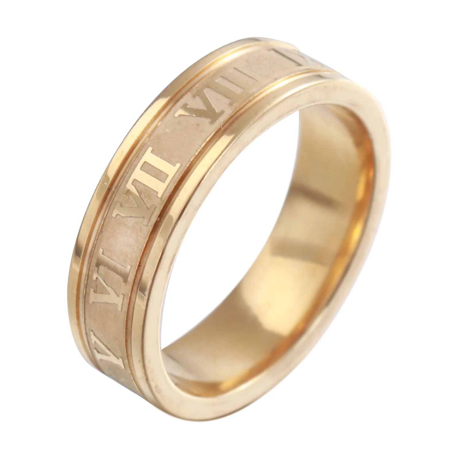 2022 Vintage Roman Numerals Men Rings Temperament Fashion 6mm Width Stainless Steel Rings For Men Jewelry Gift