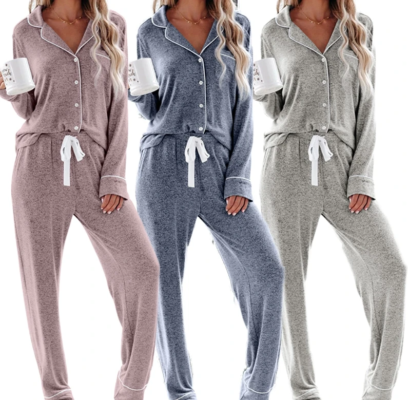 Hot sale bamboo fiber comfortable womens pajama sets 2 piece European style pyjamas for ladies Wholesale custom girls sleepwear