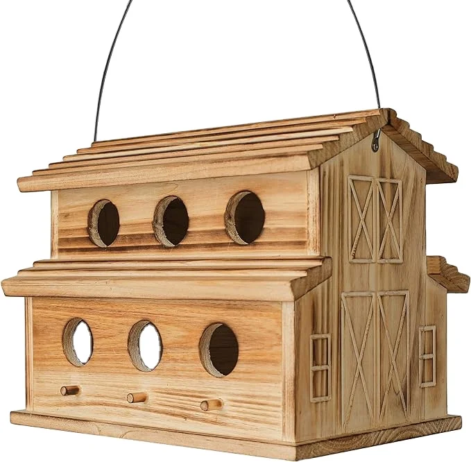 6 Hole Outdoor Bird House - Room for 6 Bird Families - Bluebird, Finch, Cardinals Hanging Bird Houses for Garden & Yard