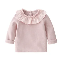 PHB 30247 ruffle collar plain design baby kids girl long sleeve shirt