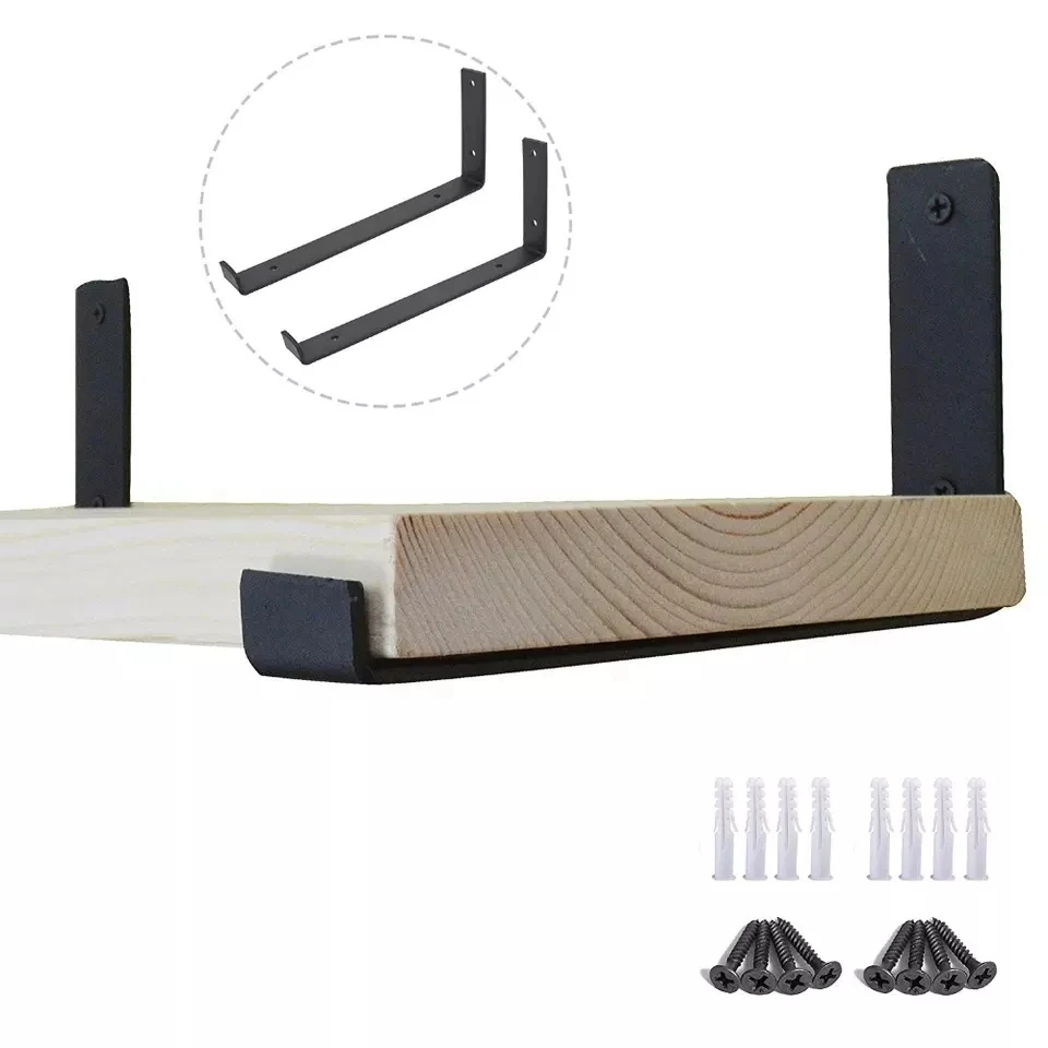 L Shelf Bracket Heavy Duty DIY Open Shelving Hardware Included Rustic Iron Metal Scaffold Black Wall Floating Shelf Brackets 1 b