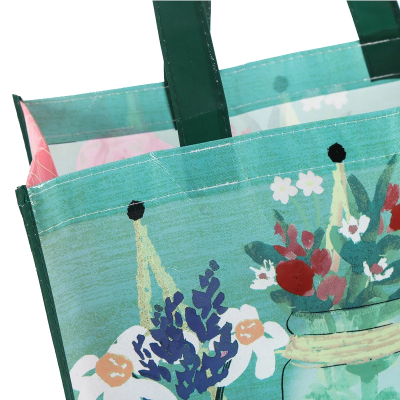 Reusable durable printing flowers reusable folding pp non-woven bag
