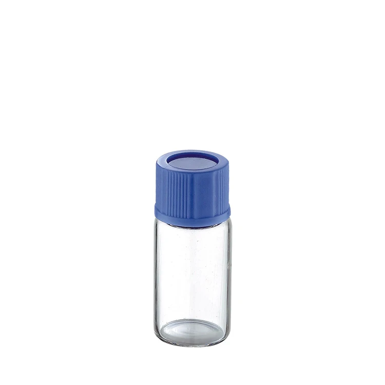 pharmaceutical glass vial mini small 2ml 3ml 5ml 7ml 10ml 15ml 20ml 30ml thin glass bottle with blue press and screw cap