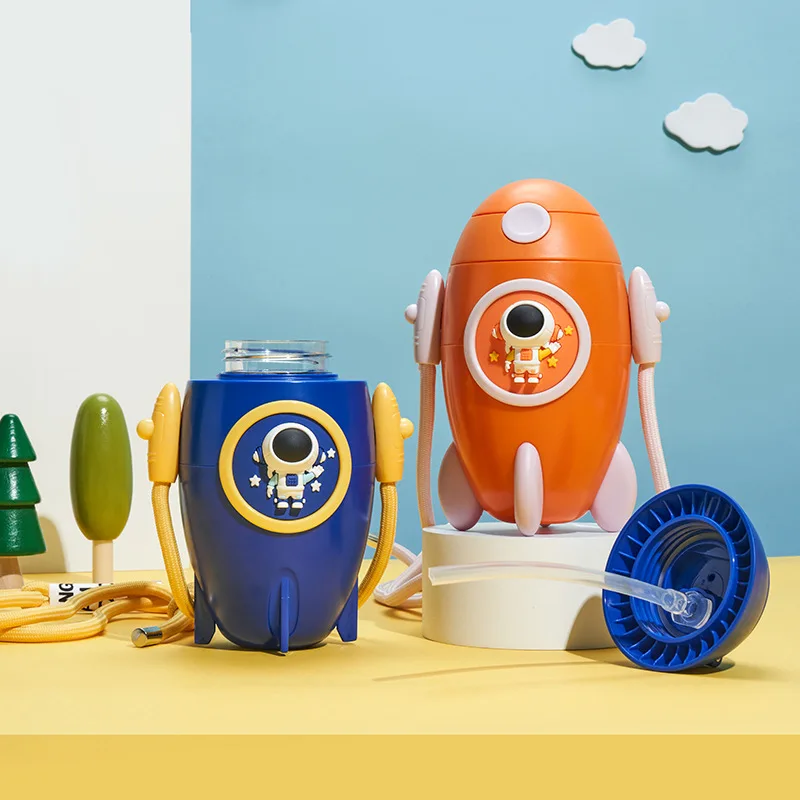 Creative Portable 500ml students summer cartoon drinking water bottles Children Rocket kids rocket plastic water bottle