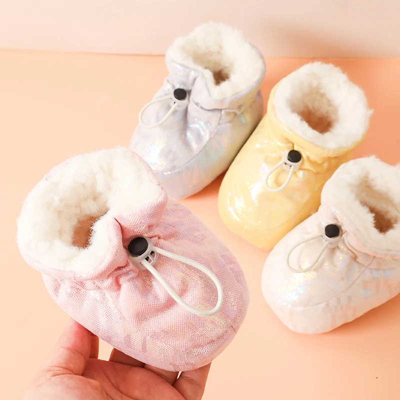 Winter Pre-walking Shoes Soft Sherpa Boys And Girls Children Casual Shoes 0-1 Year Infant  Fleece Thermal Shoes Boots