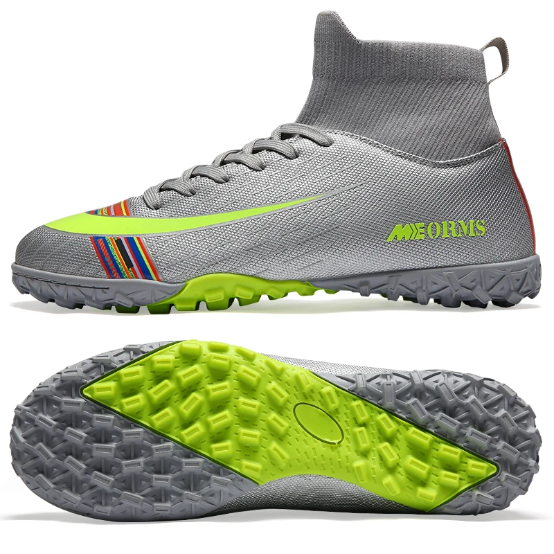 Factory OEM High Ankle Soccer Boots Sports Shoes for Men Football Boots Quality Cheap Outdoor PU Rubber Soccer Shoes Size 10 RTS